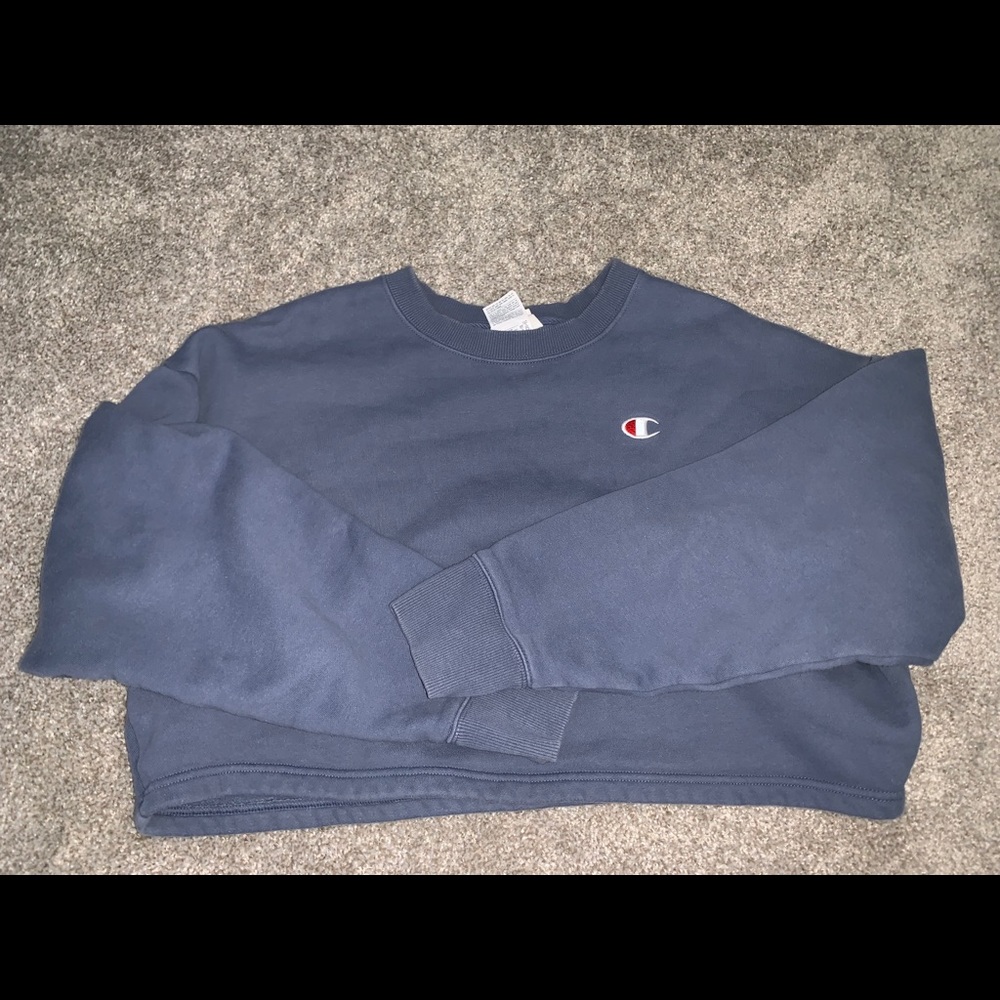 Champion cropped blue crewneck sweatshirt!